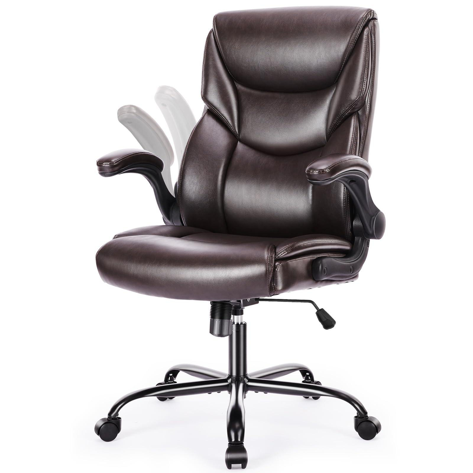 Latitude Run Office Chair Ergonomic Executive Computer Desk Chairs With Adjustable Flip Up Armrest Swivel Task Chair With Lumbar Support Strong